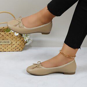 Women's Cushioned Insole Classic Bow Tie Ballerina Flat